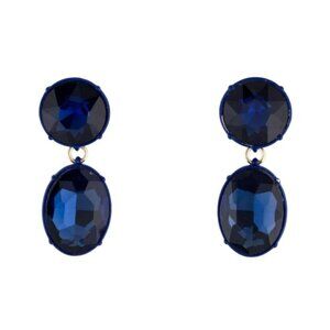 CAROLINA HERRERA | Faceted Crystal Drop Earrings navy Blue